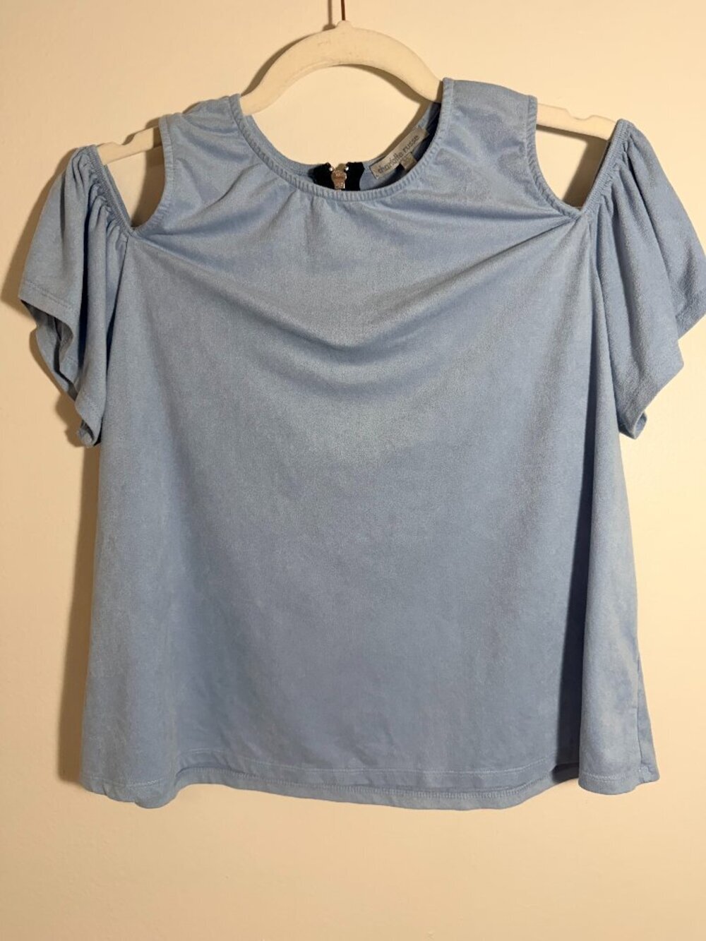 Charlotte Russe Light Blue Cold Shoulder Soft Stretch Top Y2K Coquette Size M